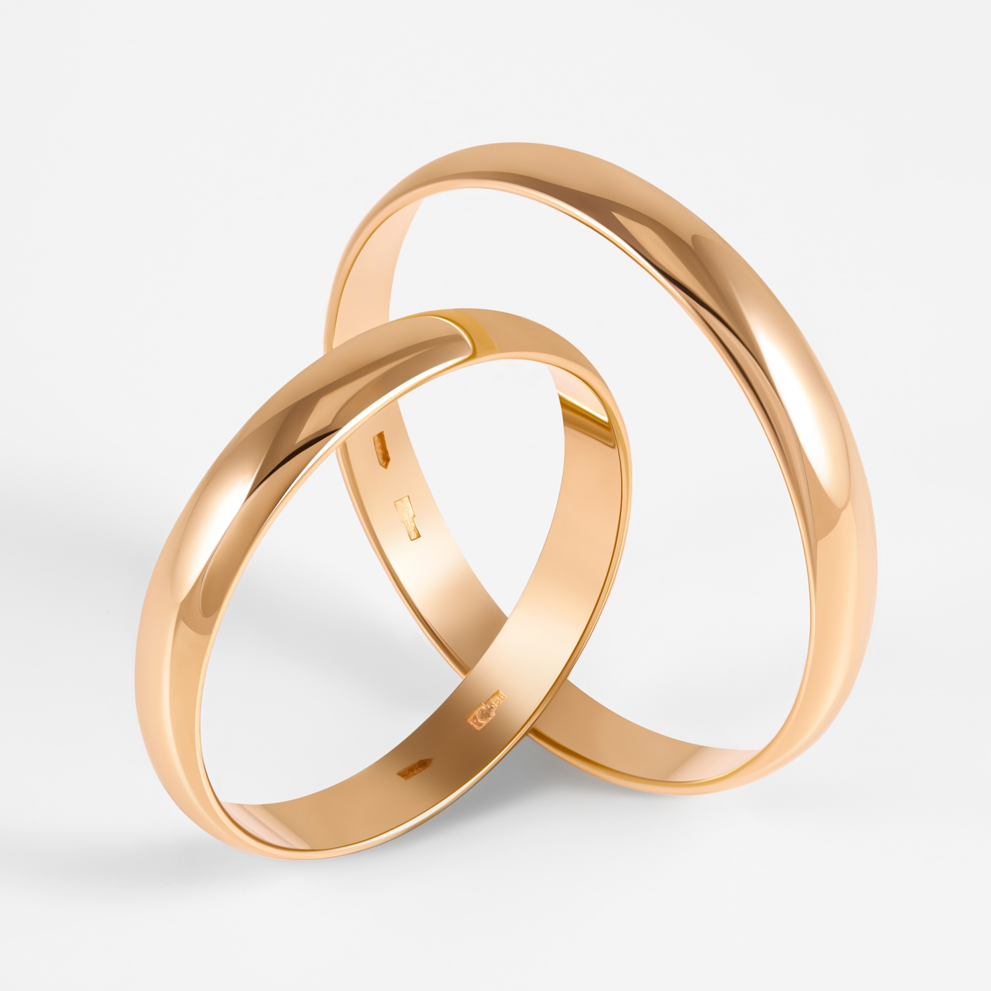 Золотое кольцо обручальное Берег из красного золота 585 пробы 2БКЗ5К-30П, размеры от 15 до 25