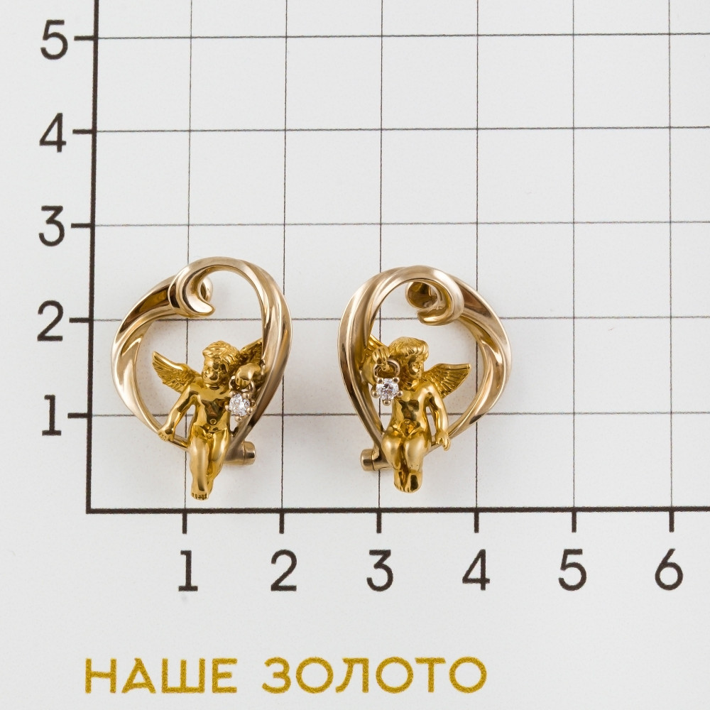 Золотые серьги Адриа из желтого золота 585 пробы со вставками из драгоценных камней (бриллиант) ИА20430