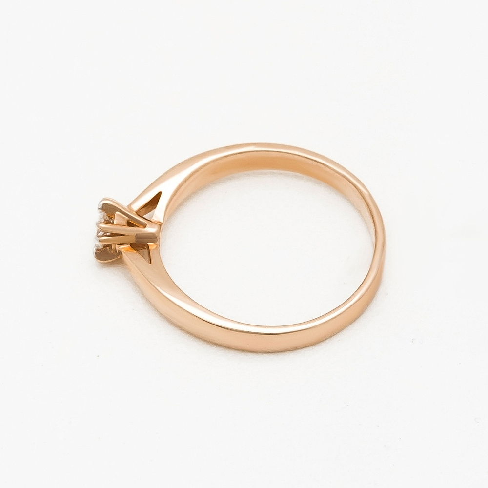 Золотое кольцо Efremof из красного золота 585 пробы со вставками из драгоценных камней (бриллиант) ЮПК1316253, размеры от 16.5 до 17.5