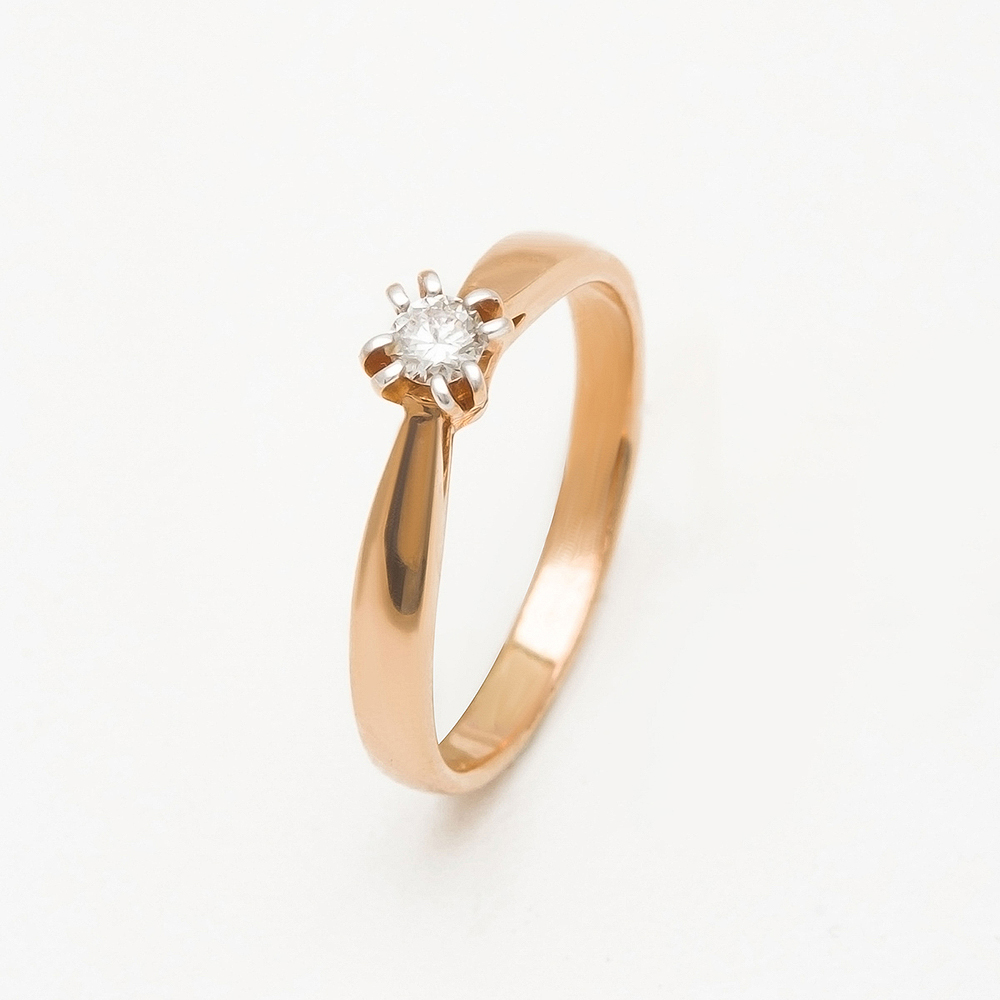 Золотое кольцо Efremof из красного золота 585 пробы со вставками из драгоценных камней (бриллиант) ЮПК1316253, размеры от 16.5 до 17.5