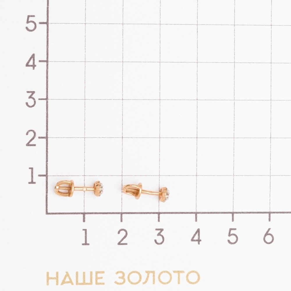 Золотые серьги гвоздики Efremof из красного золота 585 пробы со вставками из драгоценных камней (бриллиант) ЮПС1311285